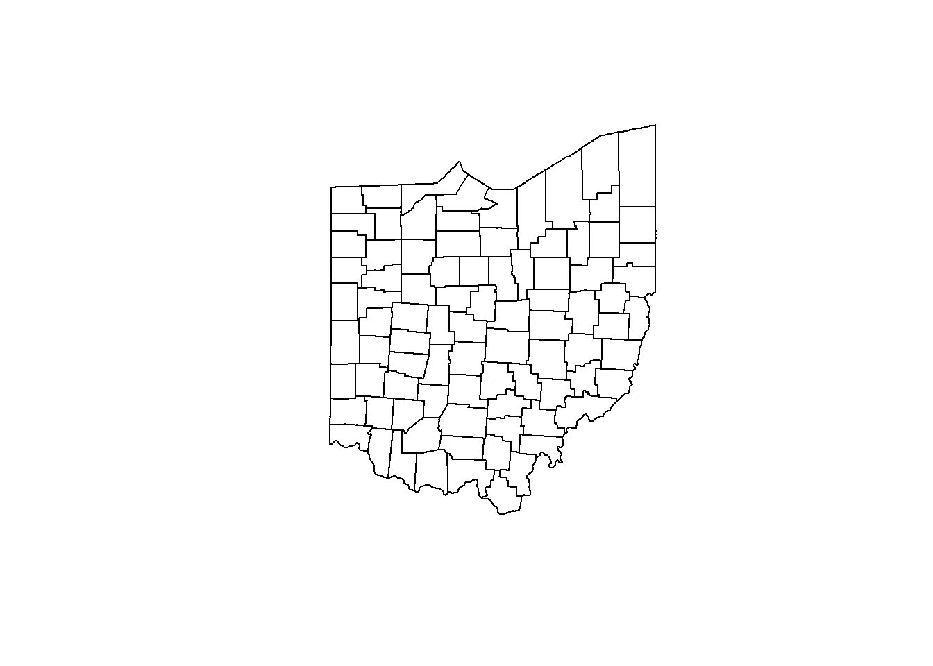 Map of Ohio counties.