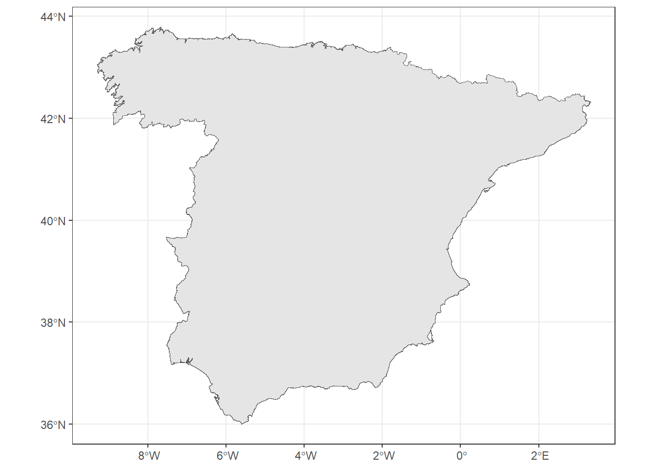 Map of Spain without islands.