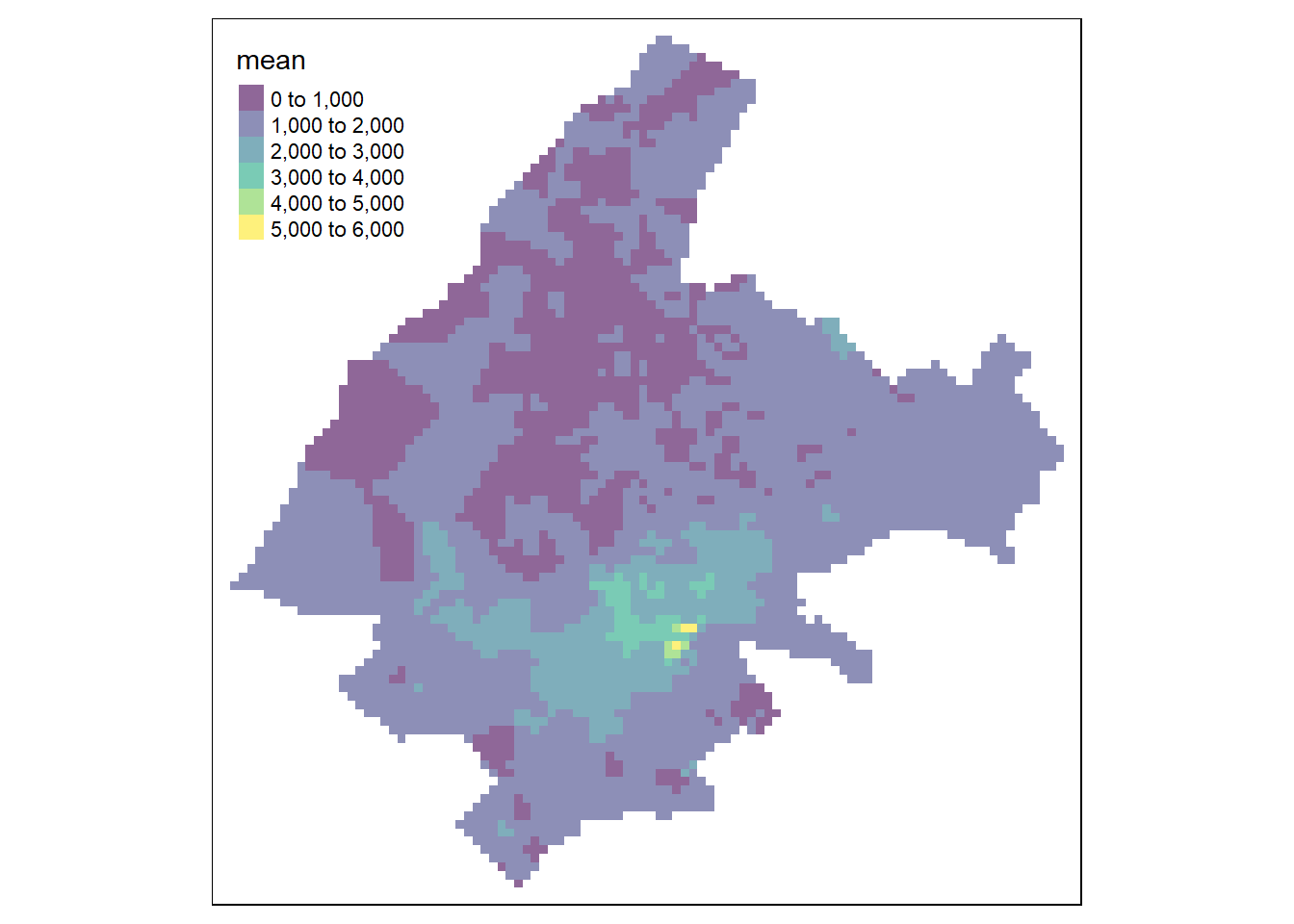 Predictions obtained using closest observation (top-left), IDW (top-right), nearest neighbors (bottom-left), and ensemble approach (bottom-right).