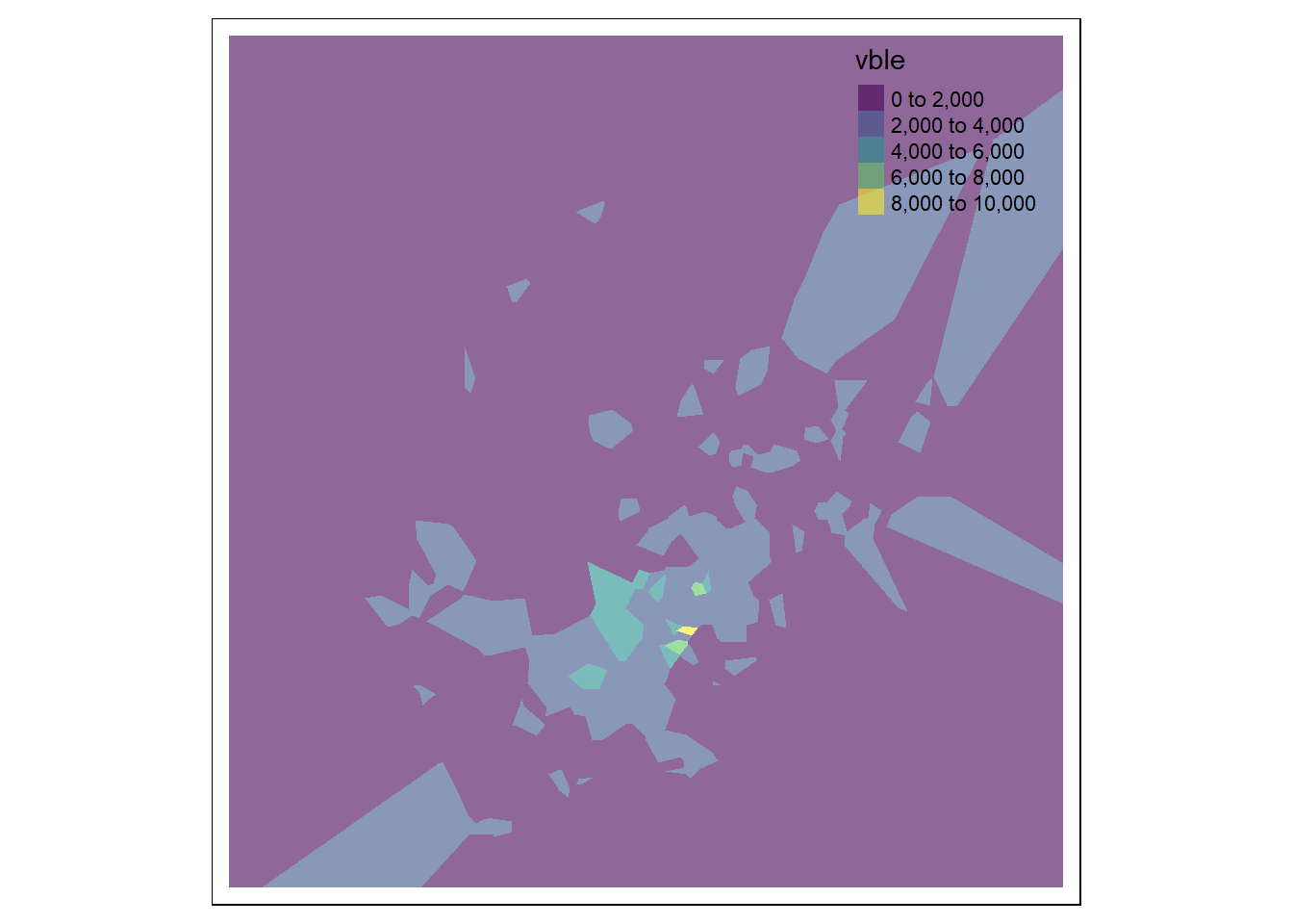 Left: Voronoi diagram corresponding to the observation locations. Right: Predictions obtained using the closest observation criterion.