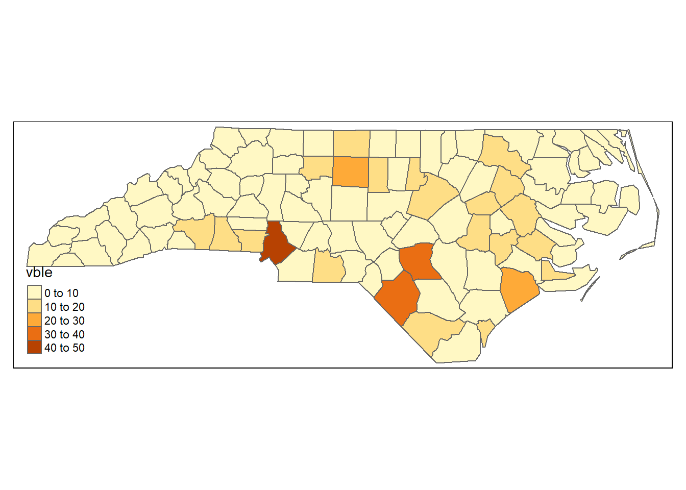 Map of areal data created with **tmap**.