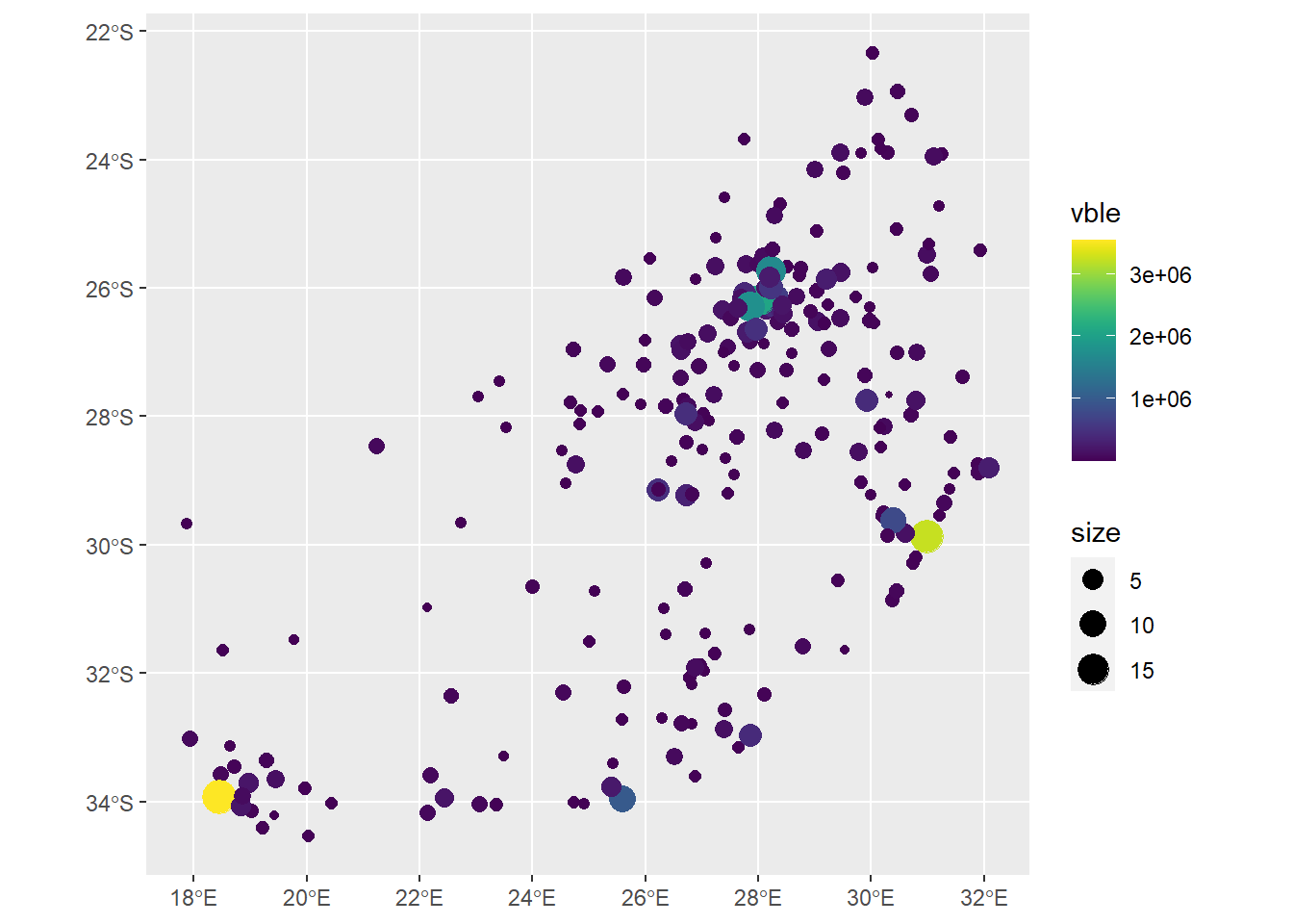 Map of point data created with **ggplot2**.