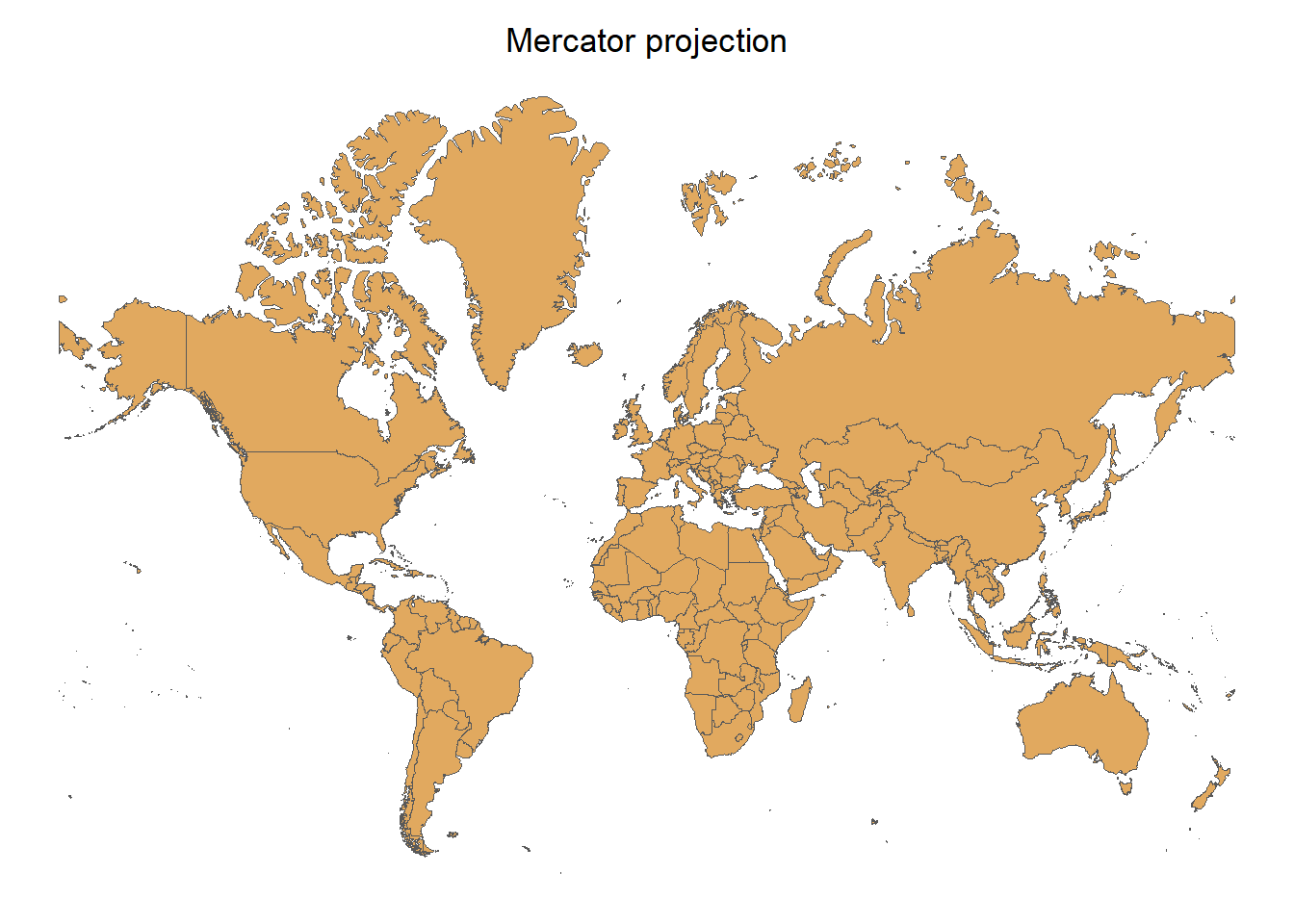 World maps with Mercator (left) and Robinson (right) projections.